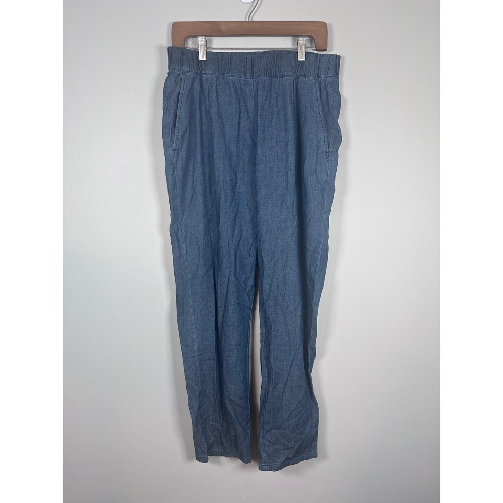 Eileen Fisher Chambray Pants Women Small Blue Minimalist Organic Cotton